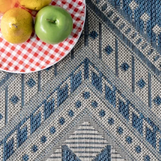 Kirkland's Home Landy Blue Aztec Outdoor Rug, 8X10- Outdoor Rugs