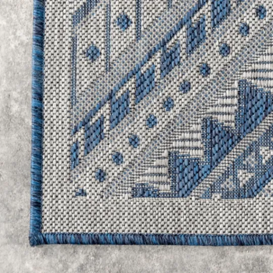 Kirkland's Home Landy Blue Aztec Outdoor Rug, 8X10- Outdoor Rugs