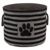 Kirkland's Home Large Black Paw Patch Stripe Round Pet Basket- Baskets & Boxes
