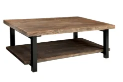 Kirkland's Home Large Brown Pine Wood And Metal Coffee Table- Coffee Tables