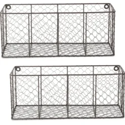 Kirkland's Home Large Wall Hanging Chicken Wire Baskets, Set Of 2- Wall Storage