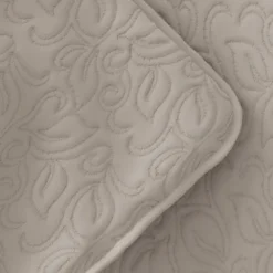 Kirkland's Home Latte Floral Stitch 3-Pc. King Quilt Set- Quilts