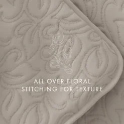 Kirkland's Home Latte Floral Stitch 3-Pc. King Quilt Set- Quilts