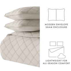 Kirkland's Home Latte Stitched Diamond 3-Pc. Queen Quilt Set- Quilts