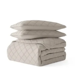 Kirkland's Home Latte Stitched Diamond 3-Pc. King Quilt Set- Quilts