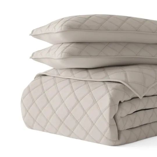 Kirkland's Home Latte Stitched Diamond 3-Pc. King Quilt Set- Quilts