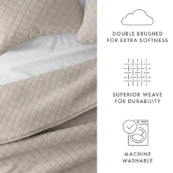 Kirkland's Home Latte Stitched Diamond 3-Pc. King Quilt Set- Quilts
