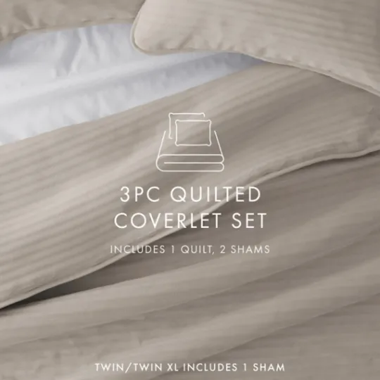 Kirkland's Home Latte Stitched Stripes 2-Pc. Twin Quilt Set- Quilts