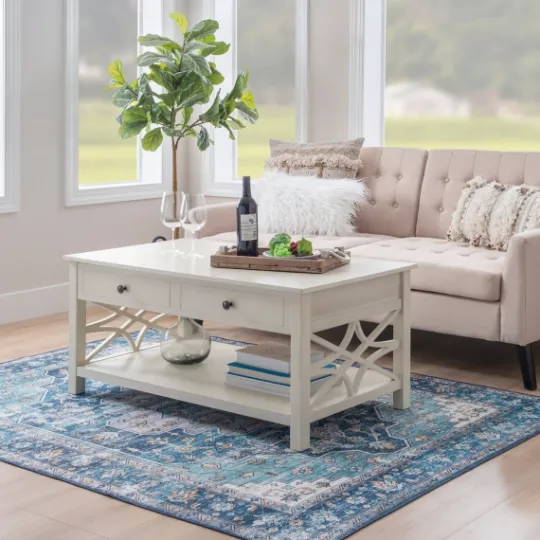 Kirkland's Home Lattice Raised Top Storage Coffee Table- Coffee Tables