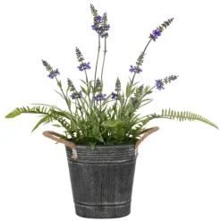 Kirkland's Home Lavender And Fern Arrangement In Iron Pot, 18 In.- Arrangements & Greenery