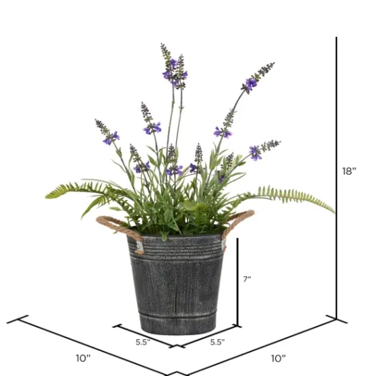 Kirkland's Home Lavender And Fern Arrangement In Iron Pot, 18 In.- Arrangements & Greenery