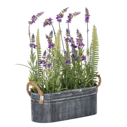 Kirkland's Home Lavender And Fern Arrangement In Iron Pot, 16 In.- Arrangements & Greenery