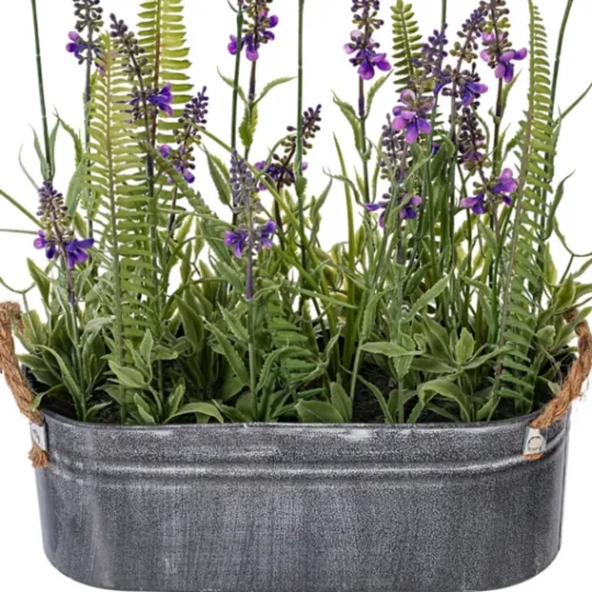 Kirkland's Home Lavender And Fern Arrangement In Iron Pot, 16 In.- Arrangements & Greenery