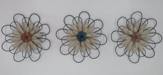 Kirkland's Home Layered Metal & Wood Flower Wall Plaques, Set Of 3- Wall Plaques
