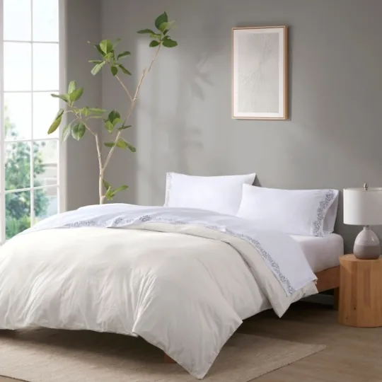 Kirkland's Home Leafy Vine Hem Microfiber 4-Pc. Full Sheet Set- Bed Sheets