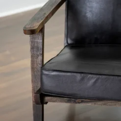 Kirkland's Home Leather And Wood Accent Chair- Accent Chairs