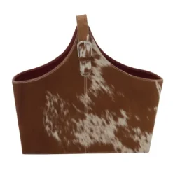 Kirkland's Home Leather Hide Modern Magazine Rack Basket- Baskets & Boxes