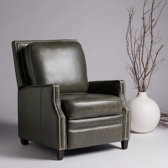 Kirkland's Home Leather Nailhead Trim Recliner- Accent Chairs