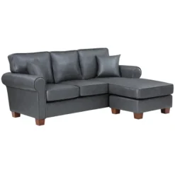 Kirkland's Home Leather Rolled Arm Sectional- Sofas & Loveseats