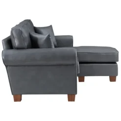 Kirkland's Home Leather Rolled Arm Sectional- Sofas & Loveseats