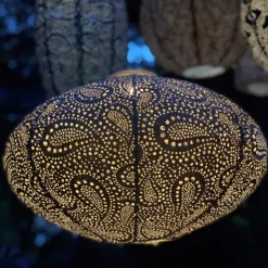 Kirkland's Home Led Oval Taupe Outdoor Hanging Lantern- Outdoor Lighting