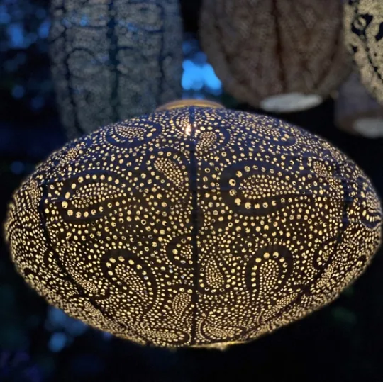 Kirkland's Home Led Oval Taupe Outdoor Hanging Lantern- Outdoor Lighting