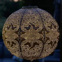 Kirkland's Home Led Round Taupe Outdoor Hanging Lantern- Outdoor Lighting