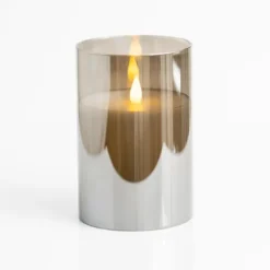 Kirkland's Home Led Soft Flame Glass Pillar Candle, 3X6 In.- Flameless Candles