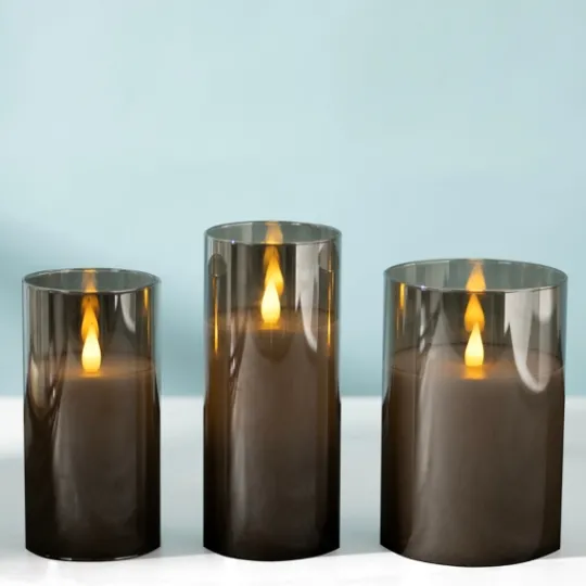 Kirkland's Home Led Soft Flame Glass Pillar Candle, 3X6 In.- Flameless Candles