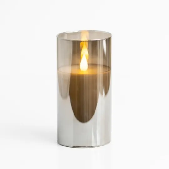 Kirkland's Home Led Soft Flame Glass Pillar Candle, 4X6 In.- Flameless Candles