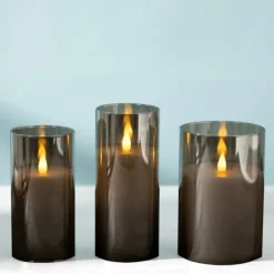 Kirkland's Home Led Soft Flame Glass Pillar Candle, 4X6 In.- Flameless Candles