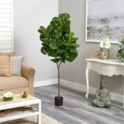 Kirkland's Home Lifelike Fiddle Leaf Fig In Nursery Planter, 6 Ft.- Trees & Topiaries