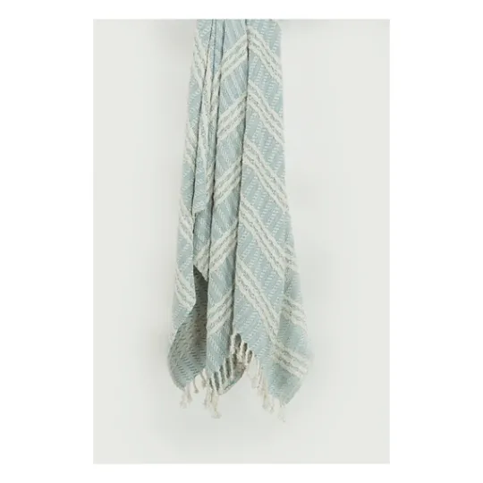 Kirkland's Home Light Blue And Ivory Striped Cotton Throw- Blankets & Throws