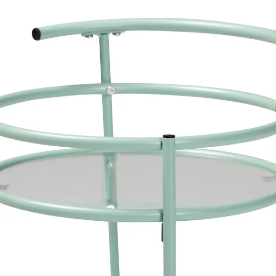 Kirkland's Home Light Blue Round Metal Bar Cart- Kitchen Islands & Bar Carts