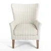 Kirkland's Home Light Blue Stripe Wingback Accent Chair- Accent Chairs
