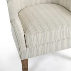 Kirkland's Home Light Blue Stripe Wingback Accent Chair- Accent Chairs