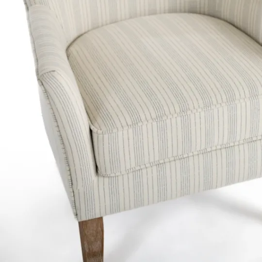 Kirkland's Home Light Blue Stripe Wingback Accent Chair- Accent Chairs