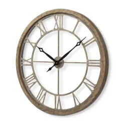 Kirkland's Home Light Brown Carved Wooden Clock- Clocks
