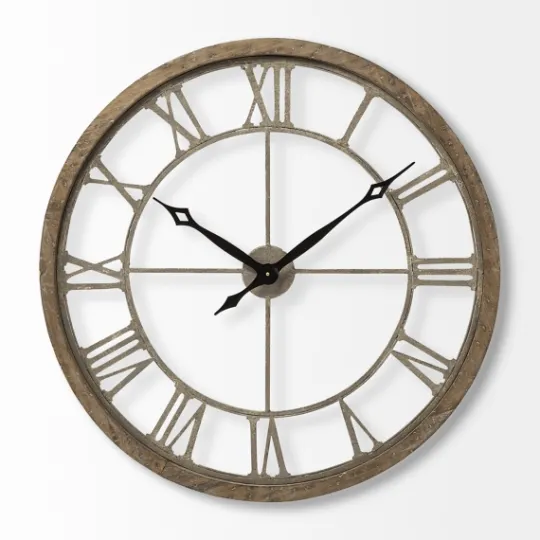 Kirkland's Home Light Brown Carved Wooden Clock- Clocks
