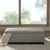 Kirkland's Home Light Button Tufted Storage Bench- Benches & Ottomans