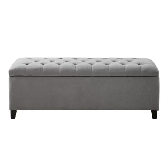 Kirkland's Home Light Button Tufted Storage Bench- Benches & Ottomans