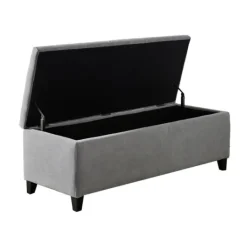 Kirkland's Home Light Button Tufted Storage Bench- Benches & Ottomans