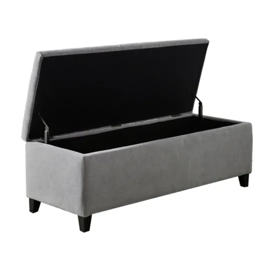 Kirkland's Home Light Button Tufted Storage Bench- Benches & Ottomans