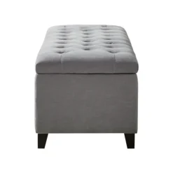 Kirkland's Home Light Button Tufted Storage Bench- Benches & Ottomans