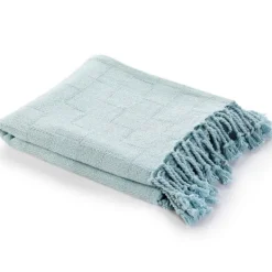 Kirkland's Home Light Checkered Weave Fringe Throw- Blankets & Throws