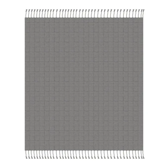 Kirkland's Home Light Checkered Weave Fringe Throw- Blankets & Throws
