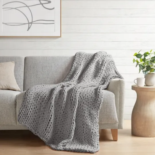 Kirkland's Home Light Chunky Double Knit Cozy Throw- Blankets & Throws