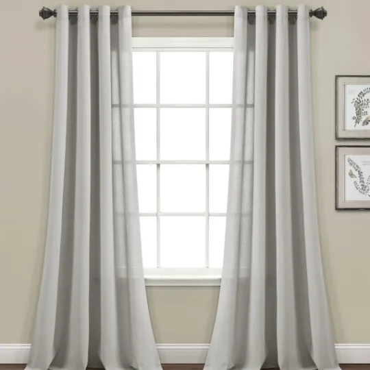 Kirkland's Home Light Faux Linen Curtain Panel Set, 84 In.- Curtains & Drapes