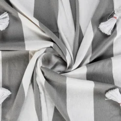 Kirkland's Home Light Gray Cabana Stripe Tassel Throw- Blankets & Throws