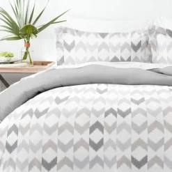 Kirkland's Home Light Gray Chevron 3-Pc. King Duvet Cover Set- Duvets